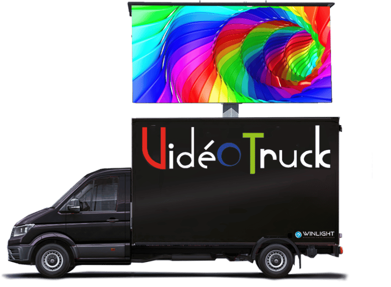 ecran géant led intégré à un camion, vidéo truck