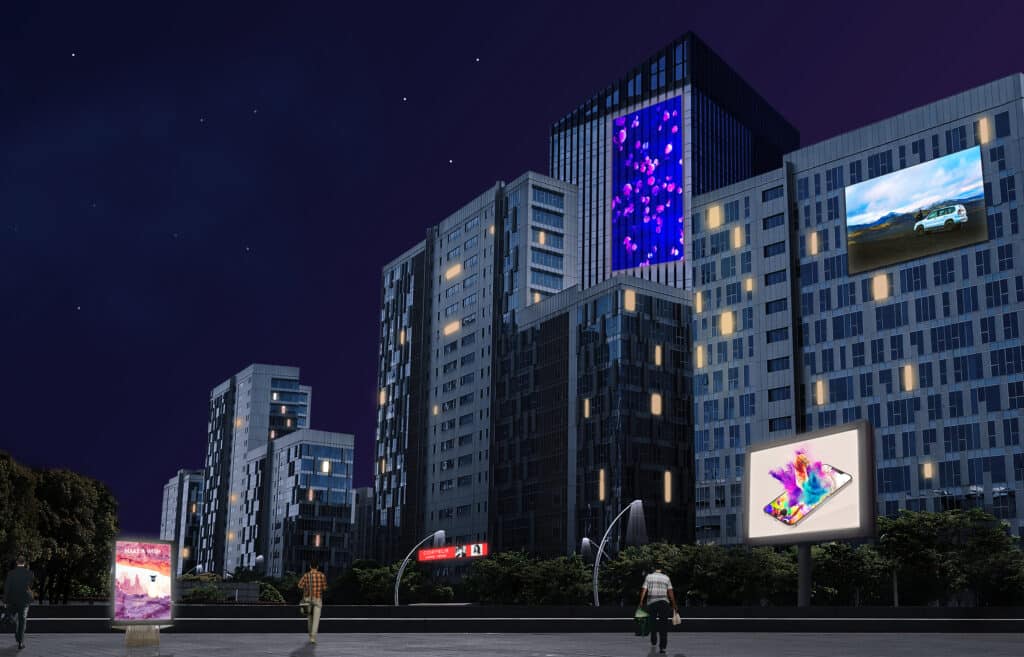 illustration d'écran géant led en ville