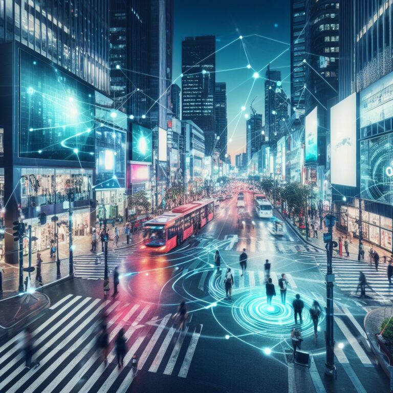 Ville futuriste connectée, illustration IA