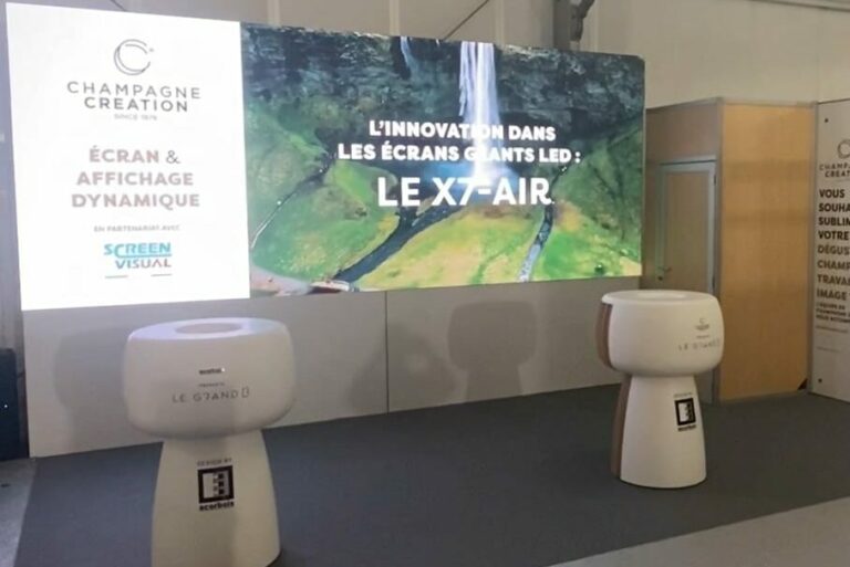 Stand Champagne création avec écran géant LED intégré