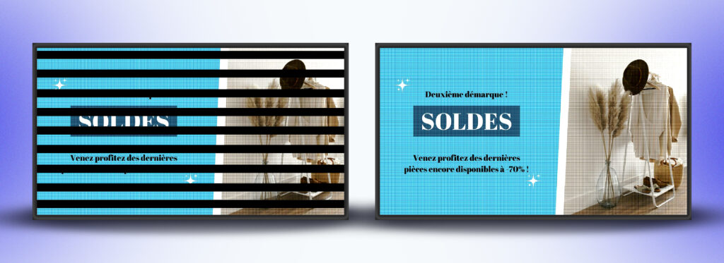 Visuel bon et mauvais taux de rafraichissement écran géant LED 
