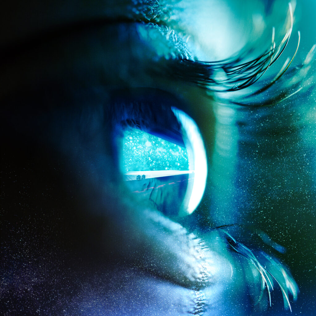 visuel oeil qui regarde un écran géant  LED exterieur 