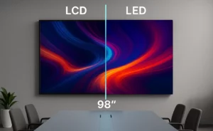 visu comparatif entre un écran 98 pouces LCD et un LED