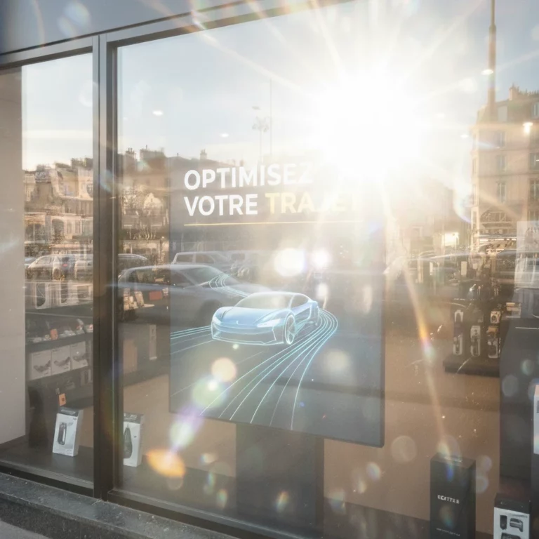 Écran vitrine peu visible à cause des reflets