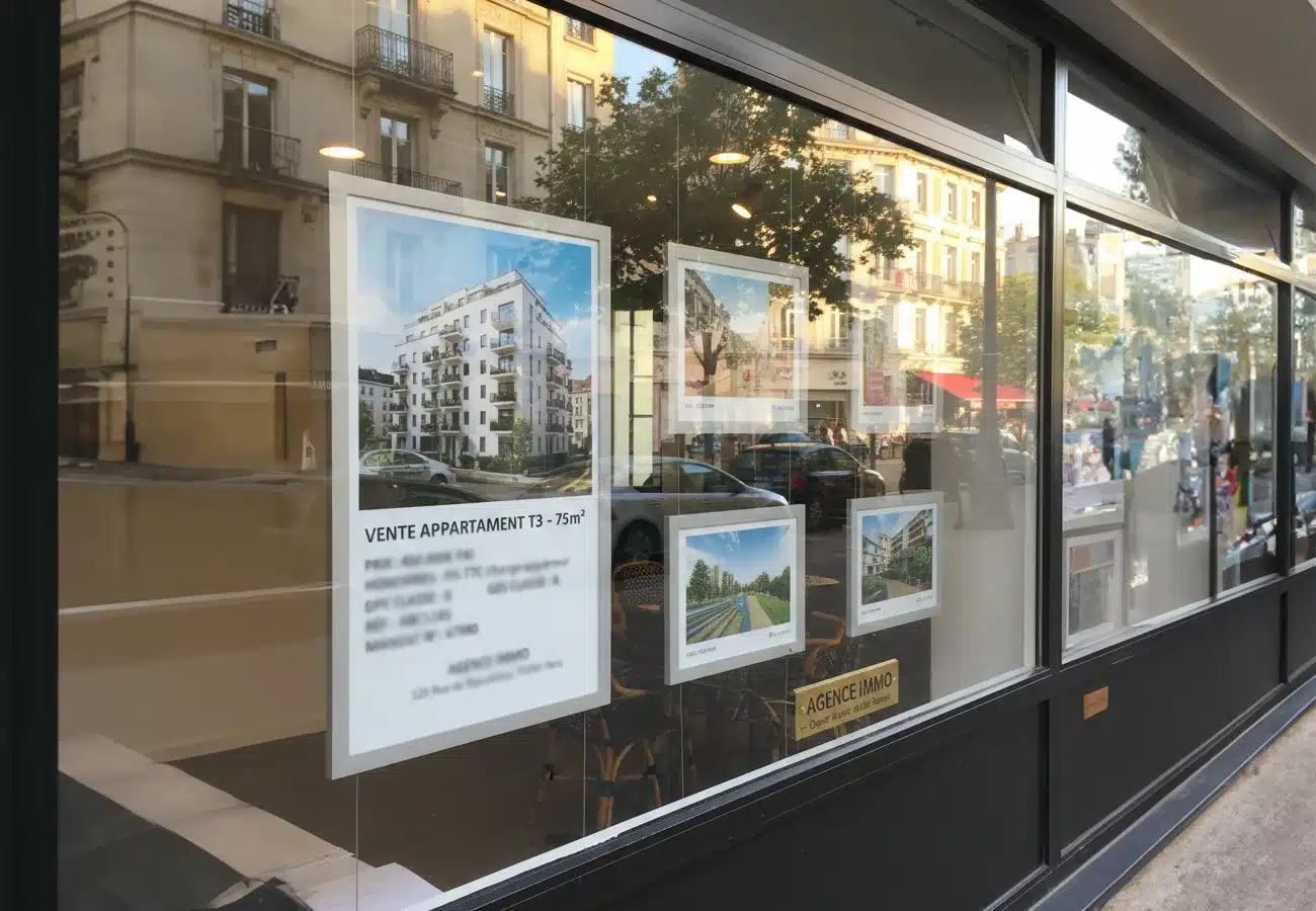 image affichage agence immobilière avec refelt