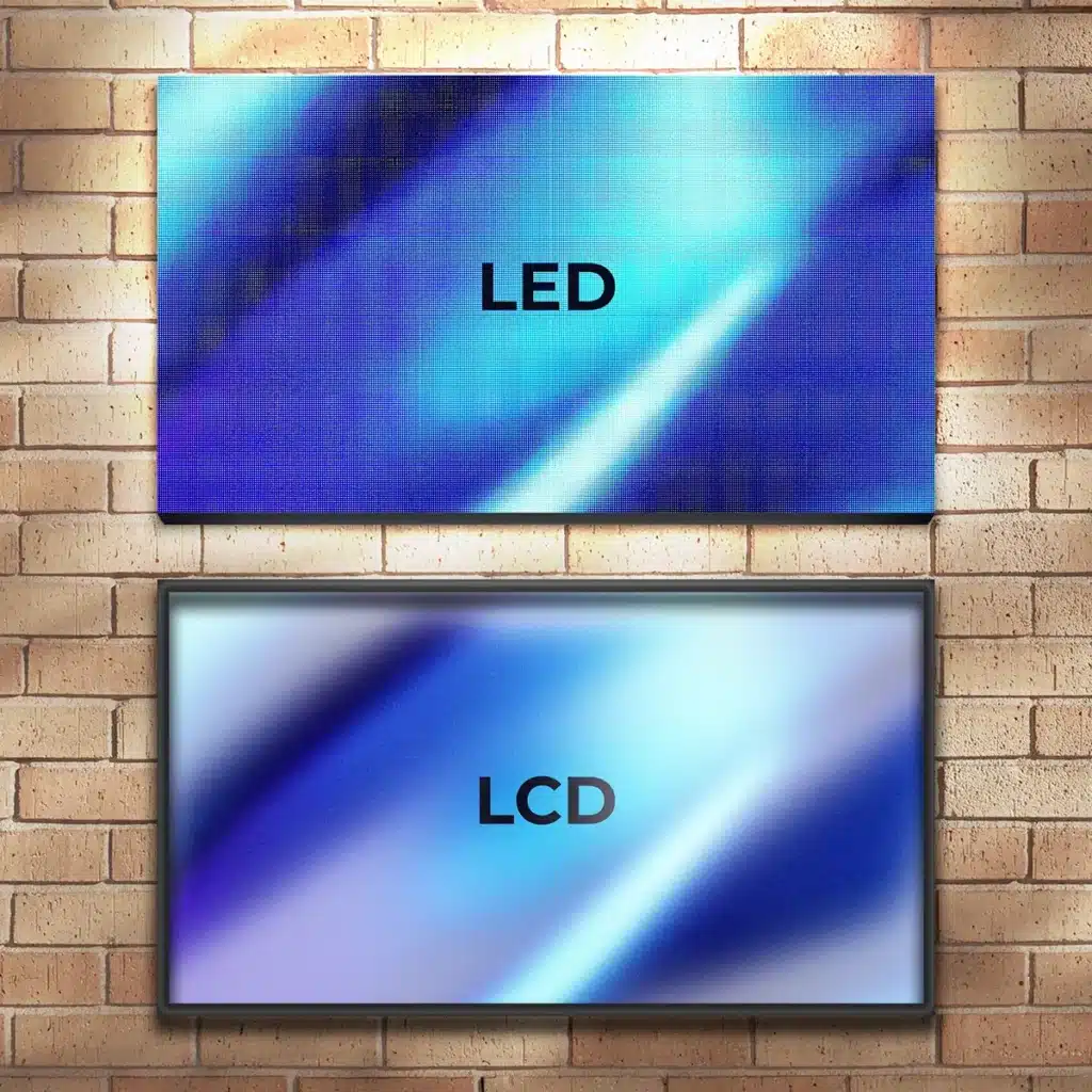 visuel comparatif entre un écran LCD et un écran LED